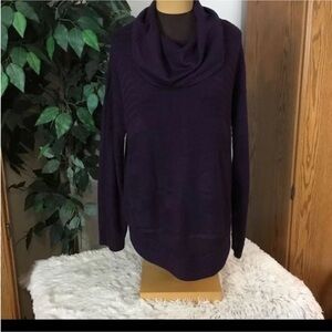 Dress Barn deep purple rounded hem cowl neck sweater Woman’s size Med